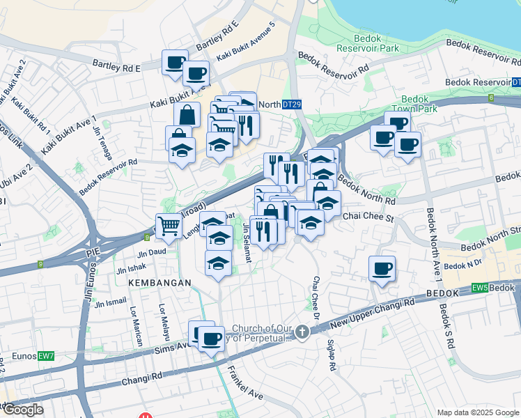 map of restaurants, bars, coffee shops, grocery stores, and more near in Singapore