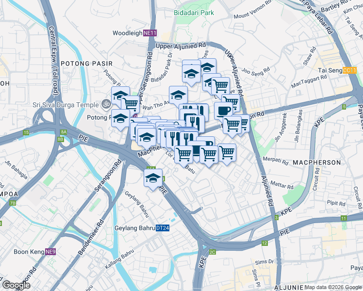 map of restaurants, bars, coffee shops, grocery stores, and more near in Singapore
