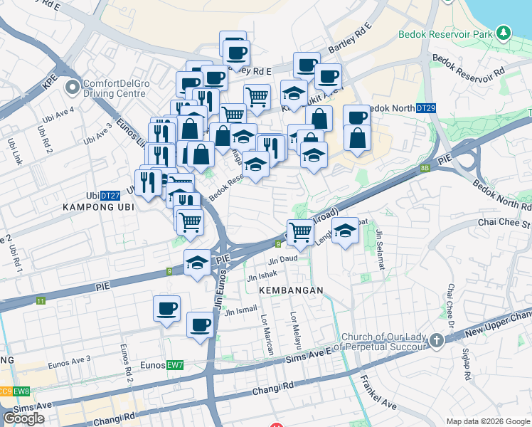 map of restaurants, bars, coffee shops, grocery stores, and more near in Singapore
