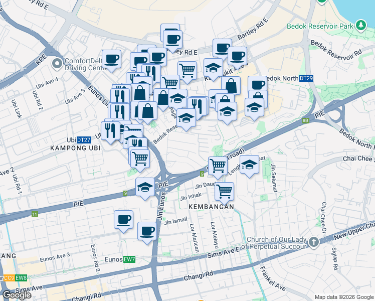 map of restaurants, bars, coffee shops, grocery stores, and more near in Singapore