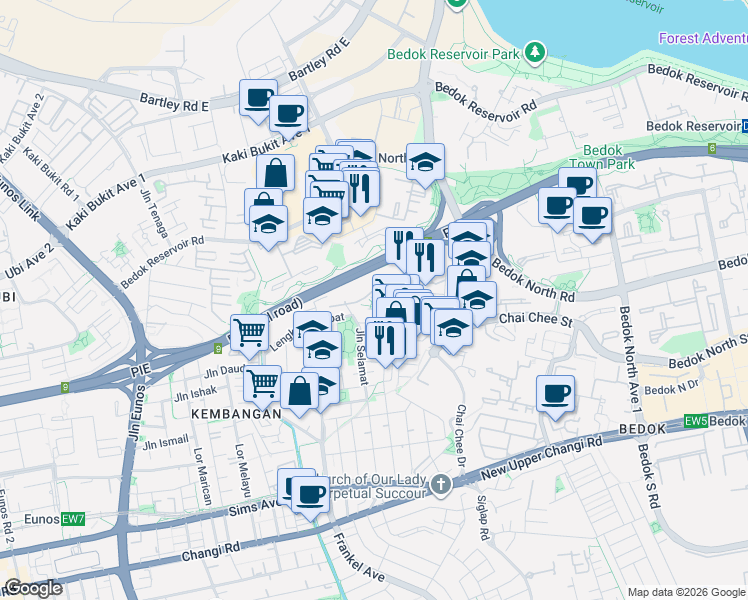 map of restaurants, bars, coffee shops, grocery stores, and more near in Singapore