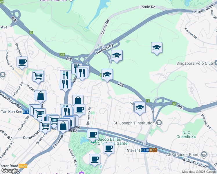 map of restaurants, bars, coffee shops, grocery stores, and more near in Singapore