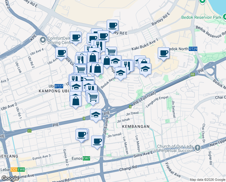 map of restaurants, bars, coffee shops, grocery stores, and more near in Singapore