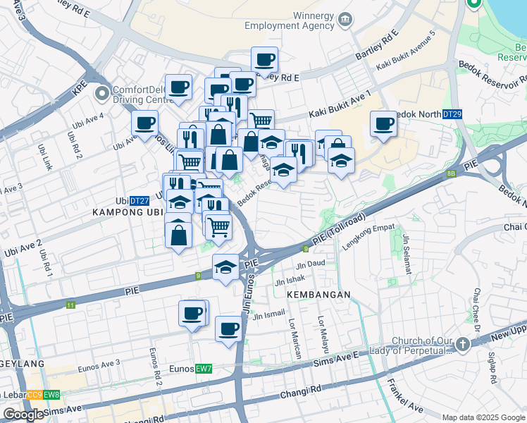 map of restaurants, bars, coffee shops, grocery stores, and more near in Singapore