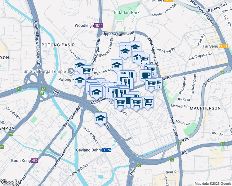 map of restaurants, bars, coffee shops, grocery stores, and more near in Singapore