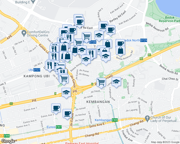map of restaurants, bars, coffee shops, grocery stores, and more near in Singapore