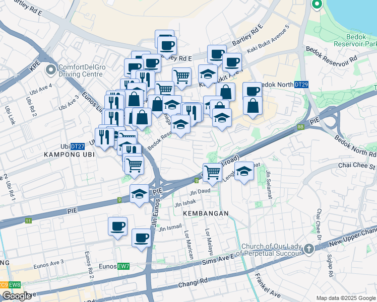 map of restaurants, bars, coffee shops, grocery stores, and more near in Singapore