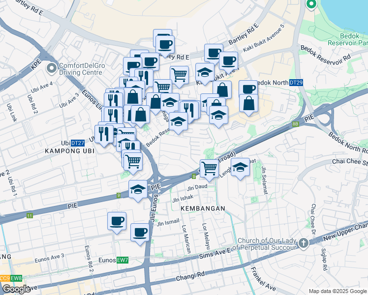 map of restaurants, bars, coffee shops, grocery stores, and more near in Singapore