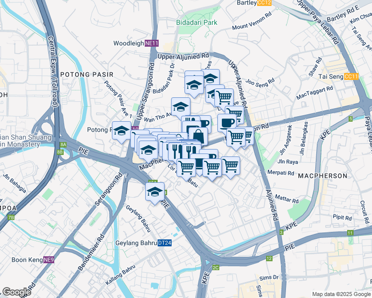 map of restaurants, bars, coffee shops, grocery stores, and more near in Singapore