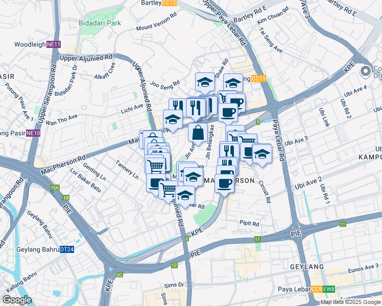 map of restaurants, bars, coffee shops, grocery stores, and more near in Singapore
