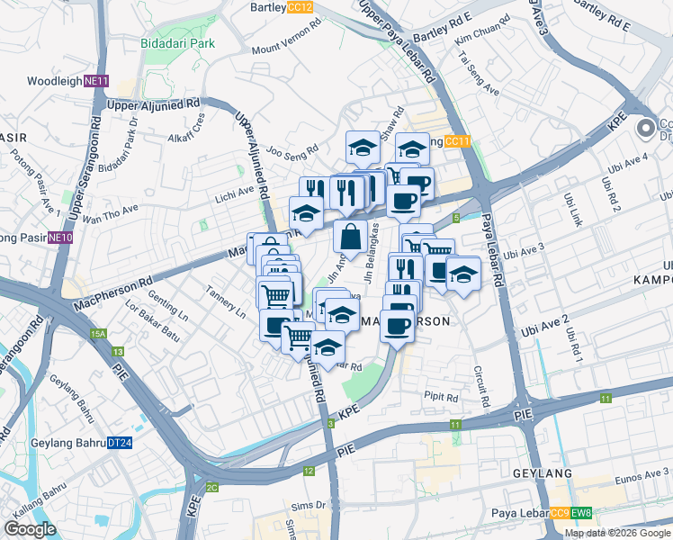 map of restaurants, bars, coffee shops, grocery stores, and more near in Singapore