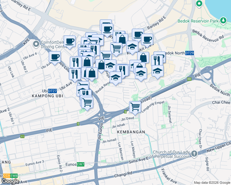 map of restaurants, bars, coffee shops, grocery stores, and more near in Singapore