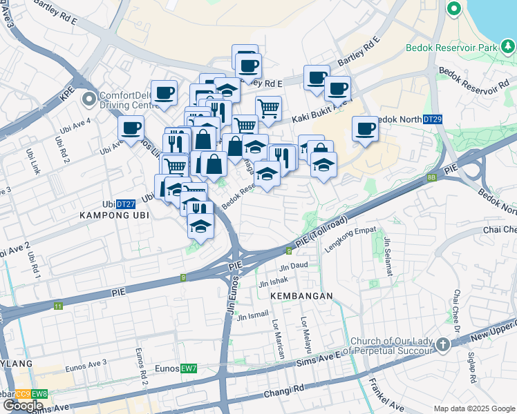 map of restaurants, bars, coffee shops, grocery stores, and more near in Singapore