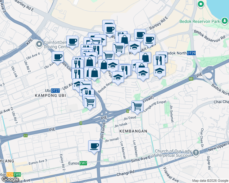 map of restaurants, bars, coffee shops, grocery stores, and more near in Singapore