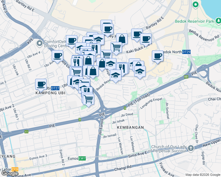 map of restaurants, bars, coffee shops, grocery stores, and more near in Singapore