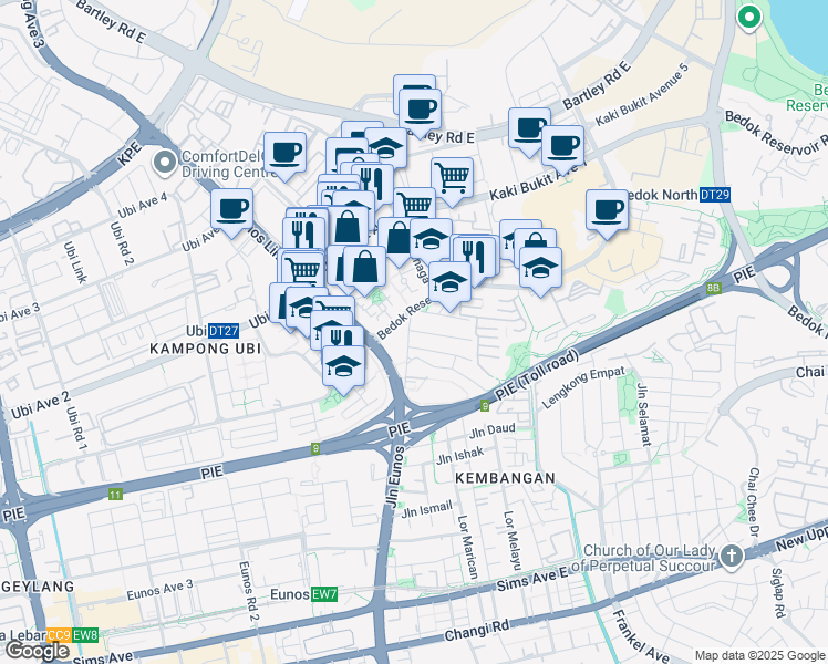 map of restaurants, bars, coffee shops, grocery stores, and more near in Singapore
