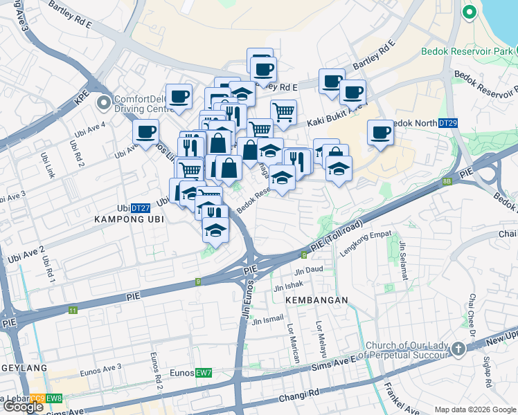 map of restaurants, bars, coffee shops, grocery stores, and more near in Singapore