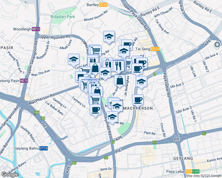 map of restaurants, bars, coffee shops, grocery stores, and more near in Singapore