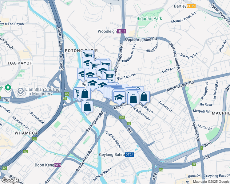 map of restaurants, bars, coffee shops, grocery stores, and more near in Singapore