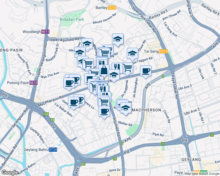 map of restaurants, bars, coffee shops, grocery stores, and more near in Singapore