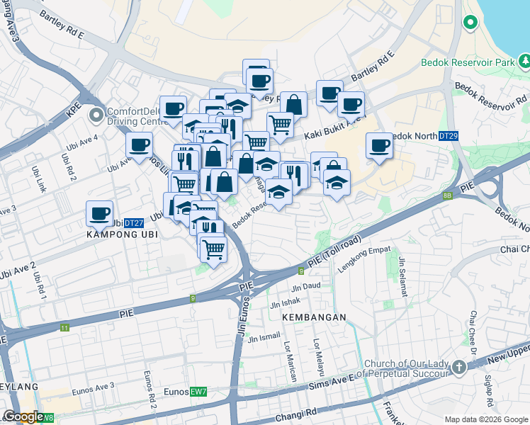 map of restaurants, bars, coffee shops, grocery stores, and more near in Singapore