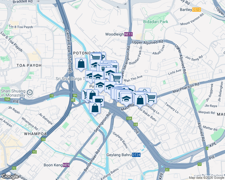 map of restaurants, bars, coffee shops, grocery stores, and more near in Singapore