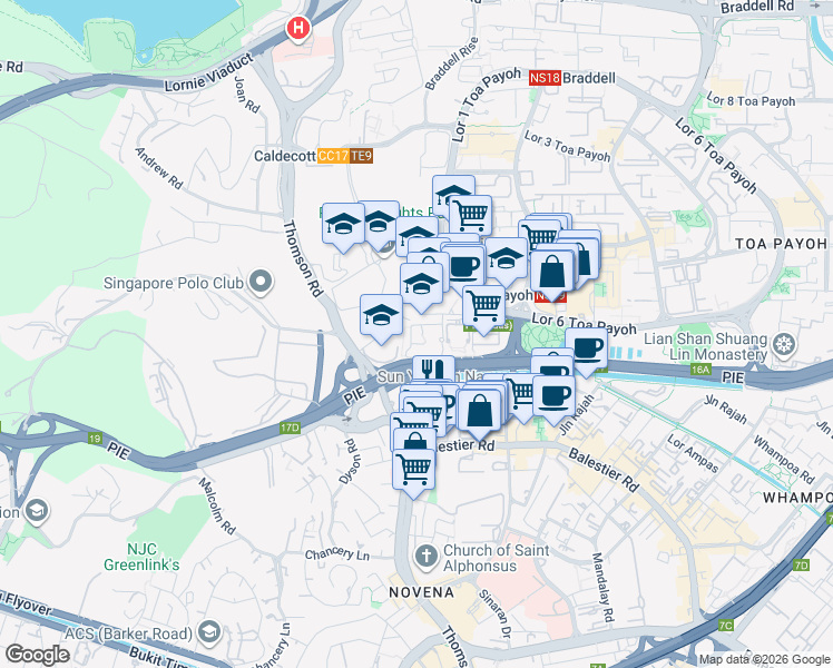 map of restaurants, bars, coffee shops, grocery stores, and more near in Singapore