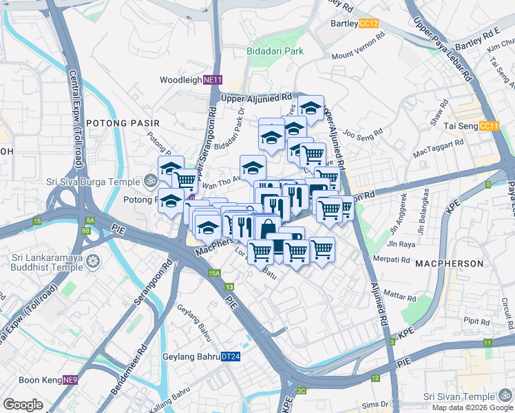 map of restaurants, bars, coffee shops, grocery stores, and more near in Singapore