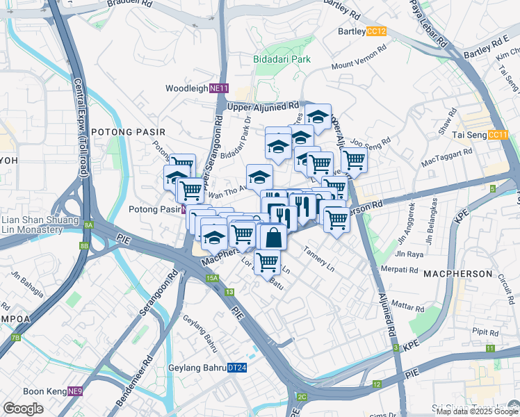 map of restaurants, bars, coffee shops, grocery stores, and more near in Singapore