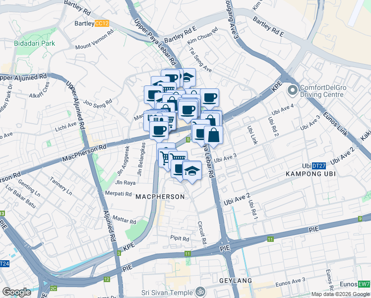 map of restaurants, bars, coffee shops, grocery stores, and more near in Singapore