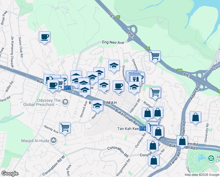 map of restaurants, bars, coffee shops, grocery stores, and more near in Singapore