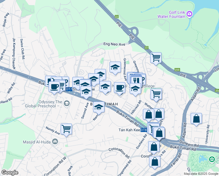 map of restaurants, bars, coffee shops, grocery stores, and more near in Singapore