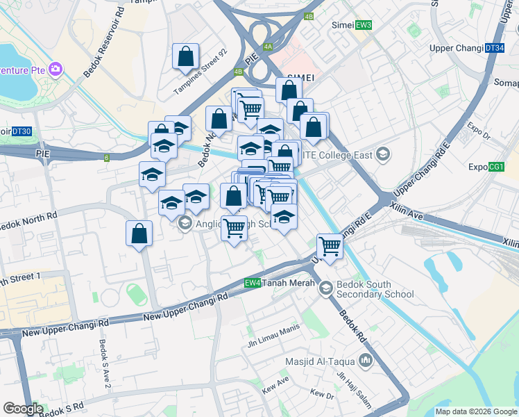 map of restaurants, bars, coffee shops, grocery stores, and more near in Singapore