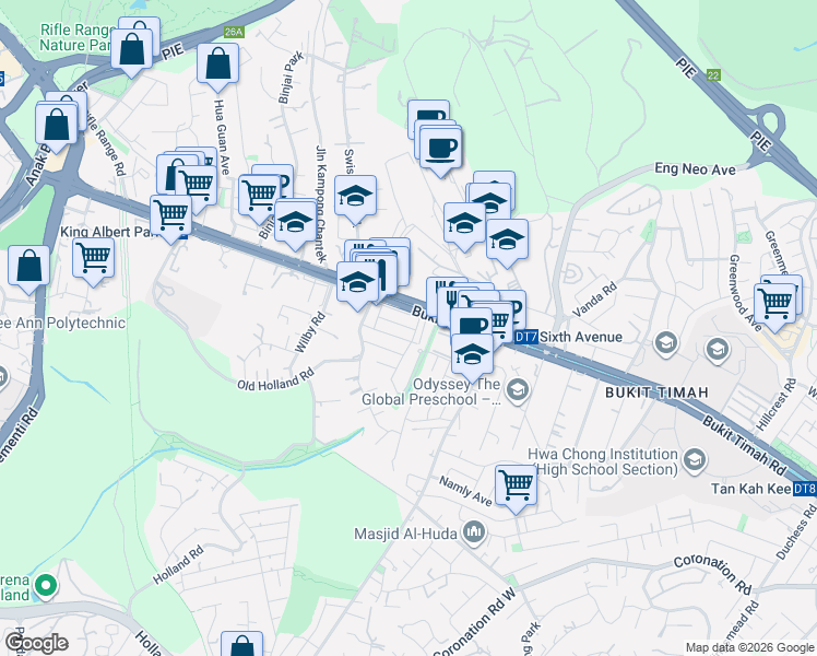 map of restaurants, bars, coffee shops, grocery stores, and more near in Singapore