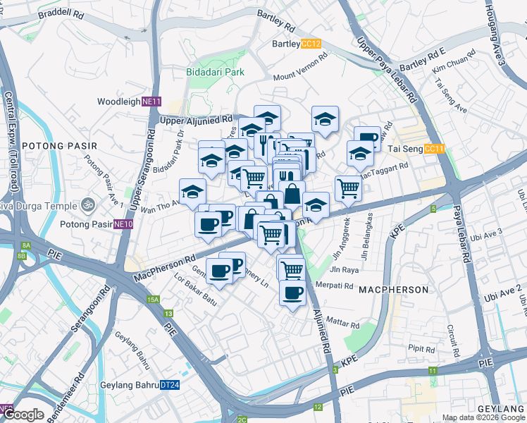 map of restaurants, bars, coffee shops, grocery stores, and more near in Singapore