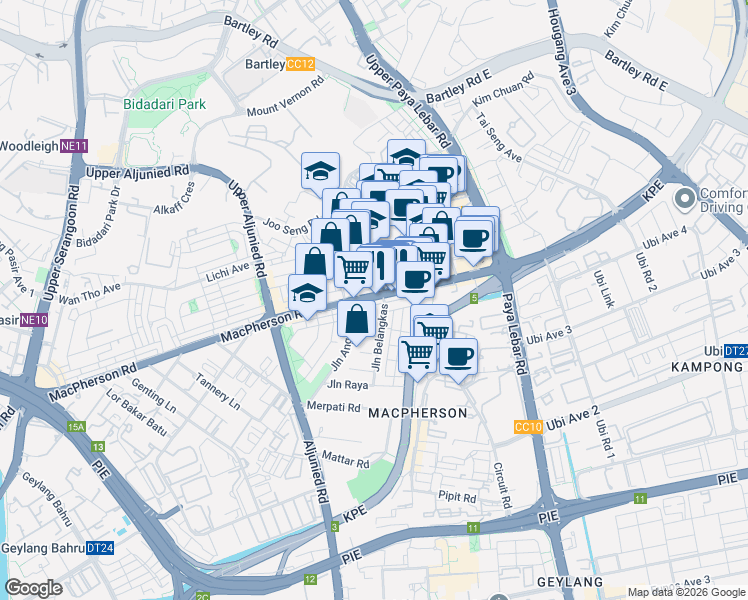 map of restaurants, bars, coffee shops, grocery stores, and more near in Singapore