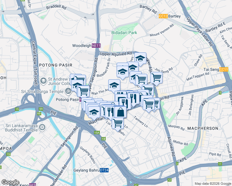 map of restaurants, bars, coffee shops, grocery stores, and more near in Singapore