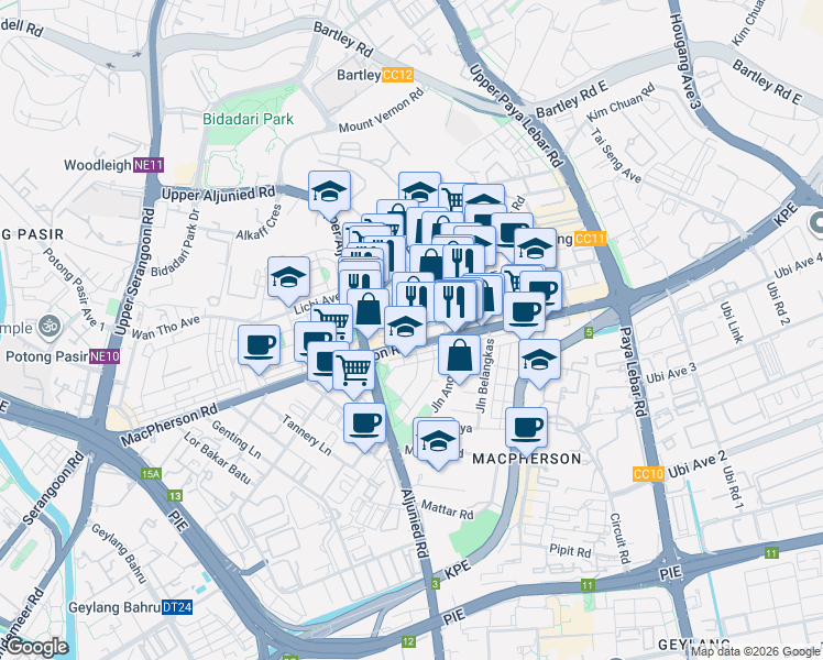 map of restaurants, bars, coffee shops, grocery stores, and more near in Singapore