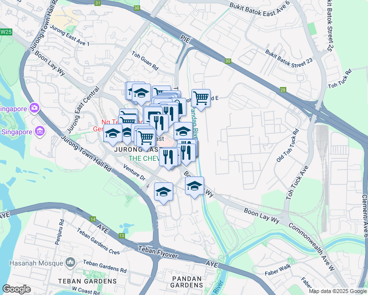map of restaurants, bars, coffee shops, grocery stores, and more near in Singapore