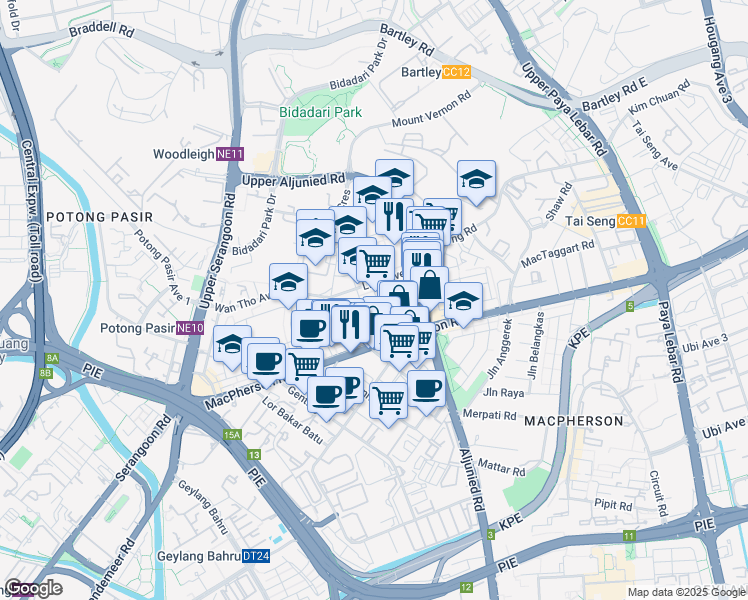 map of restaurants, bars, coffee shops, grocery stores, and more near in Singapore