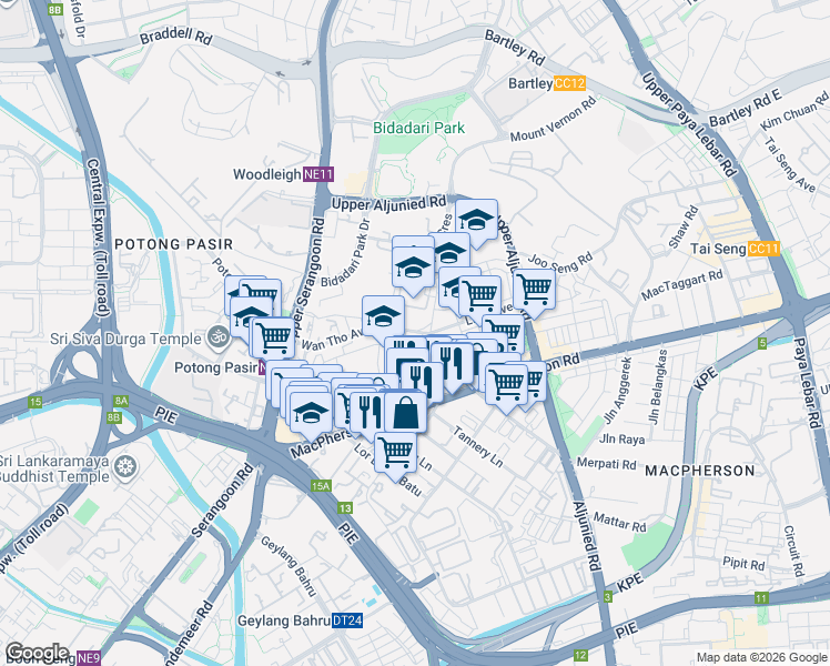 map of restaurants, bars, coffee shops, grocery stores, and more near in Singapore