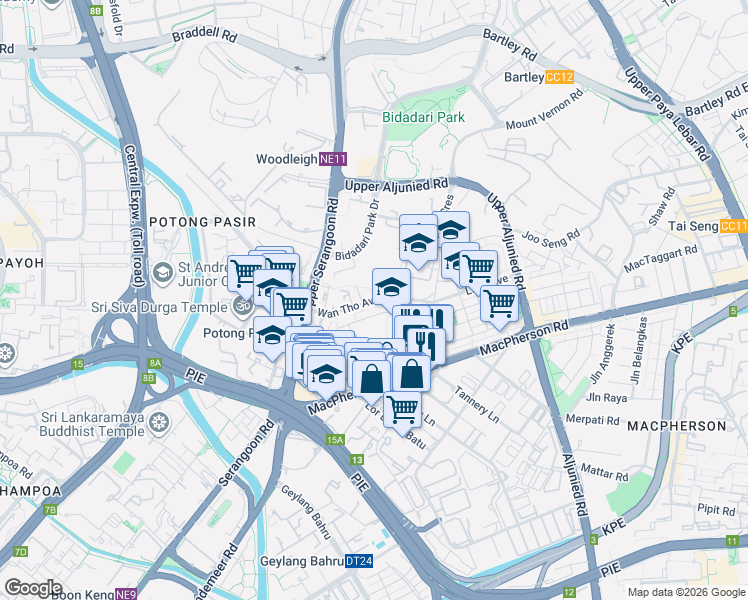 map of restaurants, bars, coffee shops, grocery stores, and more near in Singapore