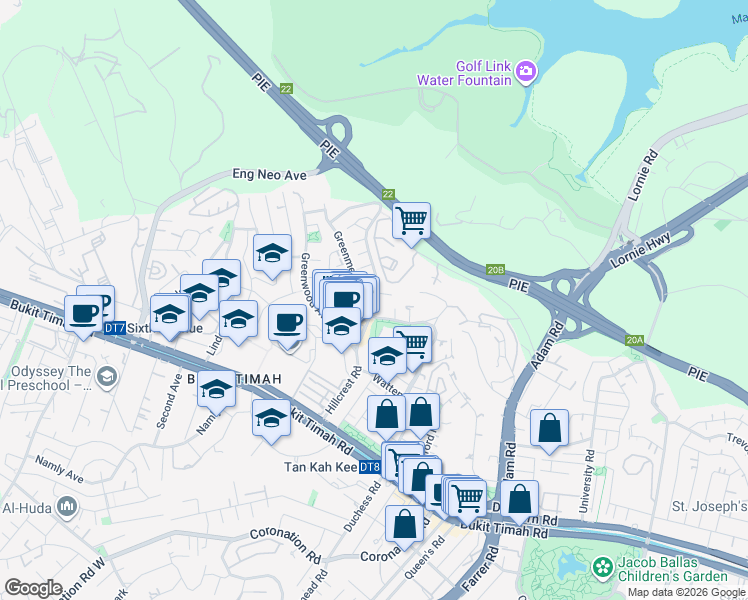 map of restaurants, bars, coffee shops, grocery stores, and more near in Singapore