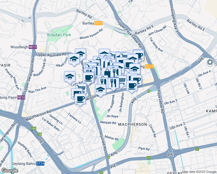 map of restaurants, bars, coffee shops, grocery stores, and more near in Singapore