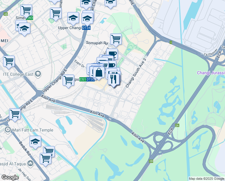 map of restaurants, bars, coffee shops, grocery stores, and more near in Singapore