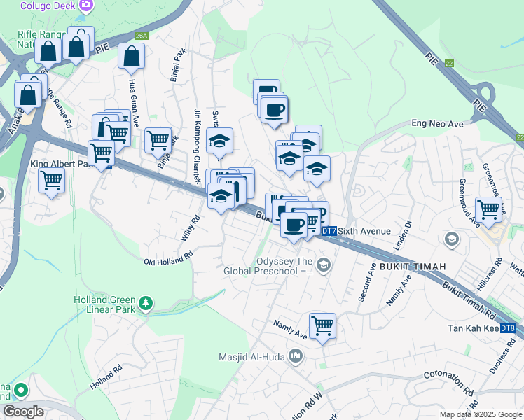 map of restaurants, bars, coffee shops, grocery stores, and more near in Singapore