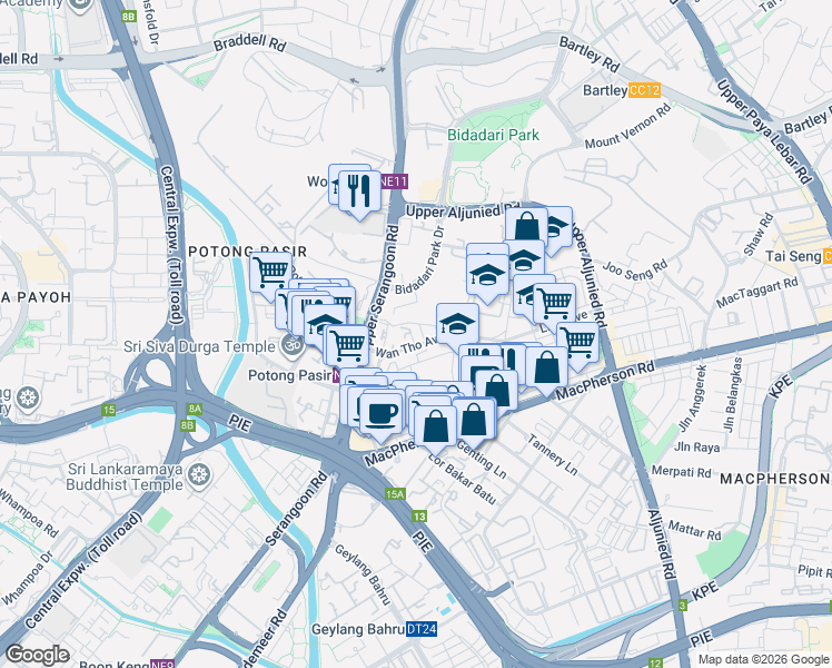 map of restaurants, bars, coffee shops, grocery stores, and more near in Singapore