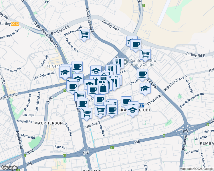 map of restaurants, bars, coffee shops, grocery stores, and more near in Singapore