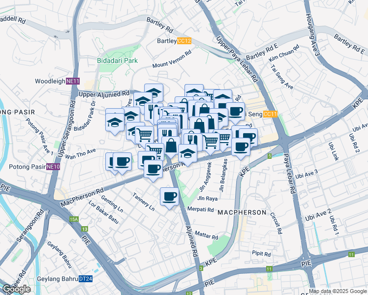 map of restaurants, bars, coffee shops, grocery stores, and more near in Singapore