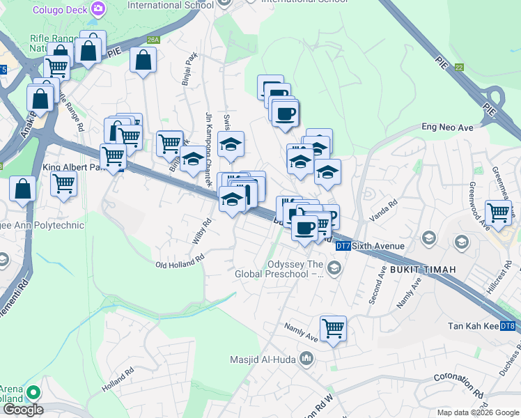 map of restaurants, bars, coffee shops, grocery stores, and more near in Singapore